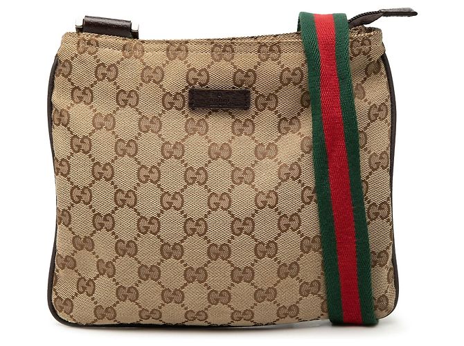 Borsa a tracolla Gucci GG Canvas Web beige