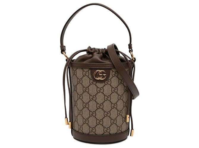 Borsa a secchiello Gucci Mini GG Supreme Ophidia beige