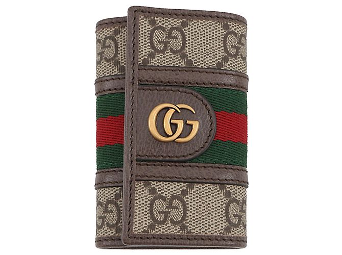 Beige Gucci GG Supreme Web Ophidia Key Case