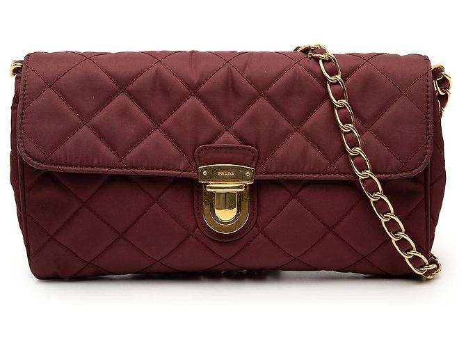 Borsa a tracolla in tessuto Impuntu Prada bordeaux Bordò
