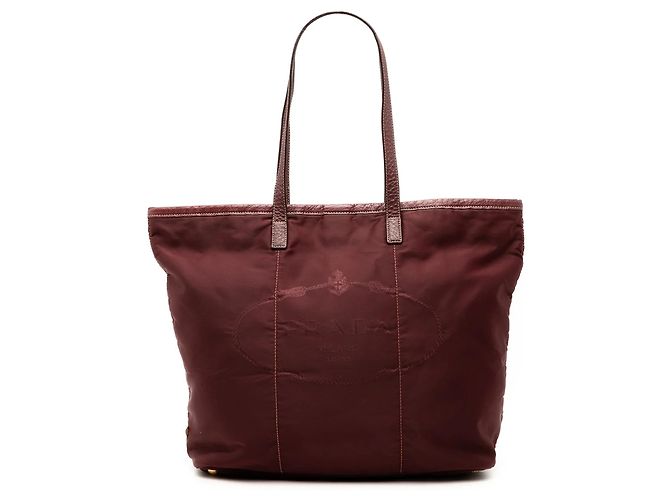 Tote Tessuto Canapa rosso con logo Prada
