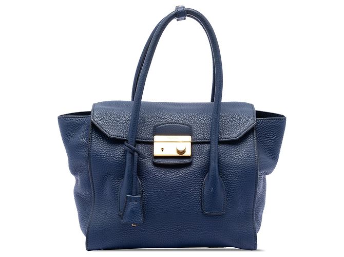 Borsa Blue Prada Vitello Daino Sound Lock