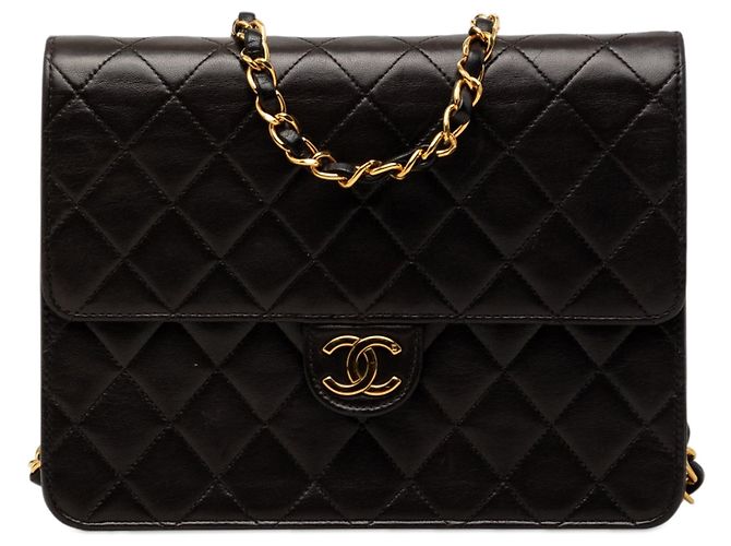 Bolsa transversal Chanel Small CC em pele de cordeiro acolchoada preta Preto