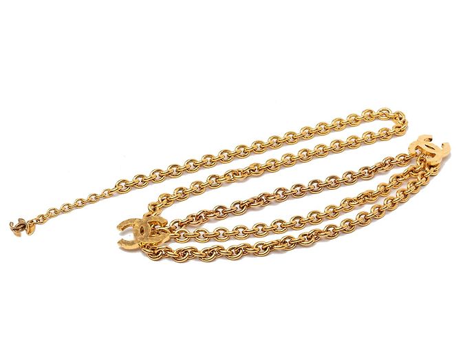 Chanel CC Gold Plated Triple Chain Gürtel Golden