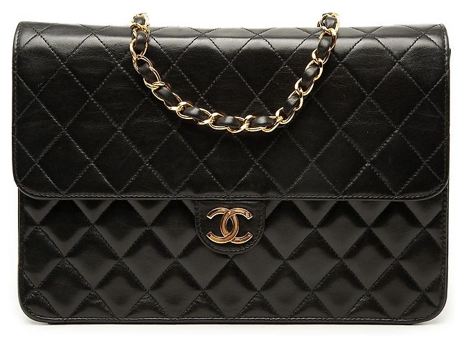 Chanel Medium CC gesteppte Lammfell Schultertasche Schwarz