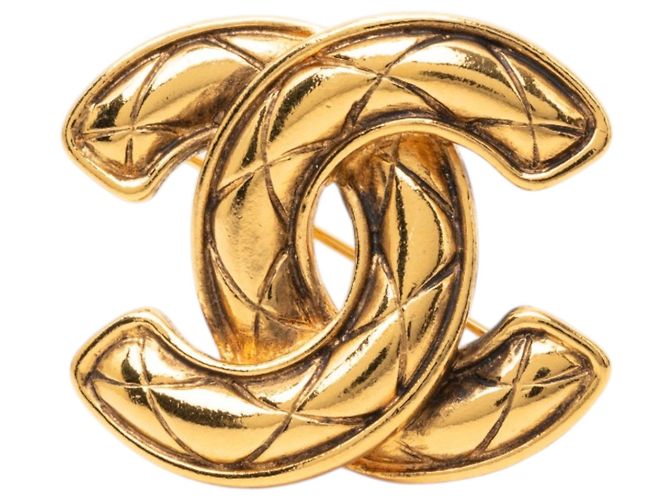 Chanel CC gesteppte Brosche vergoldet Golden