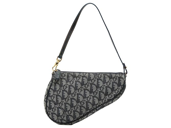 Borsa a tracolla Blue Dior Mini Diorissimo Canvas Saddle Pochette Dior