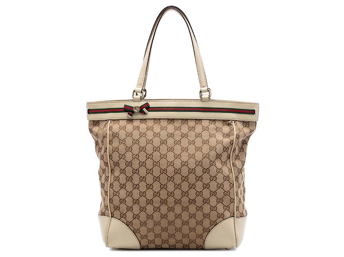 Gucci GG Canvas Web Mayfair Tote Weiß