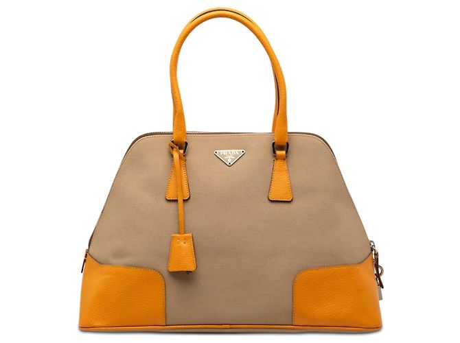 Borsa Prada Cinghiale Trimmed Canapa Dome Gialla Giallo