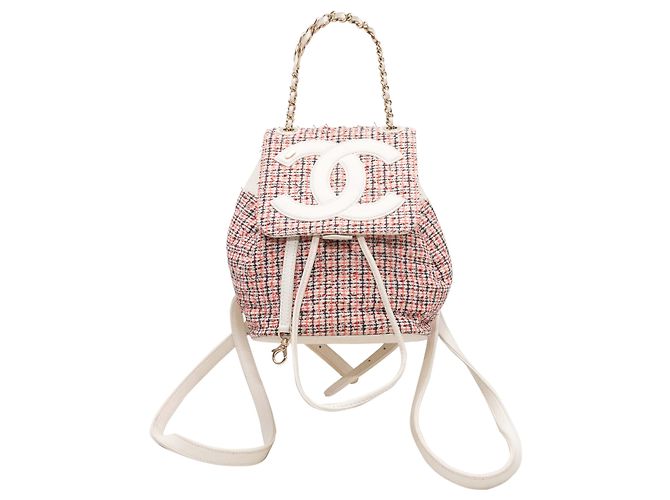 White & Multicolor Chanel CC Mania Backpack Multiple colors