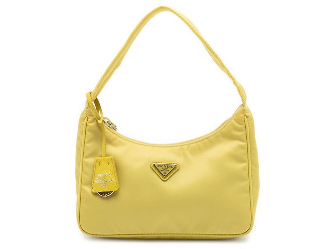 Borsa a spalla Prada Mini Tessuto Re Edition 2000 Gialla Giallo
