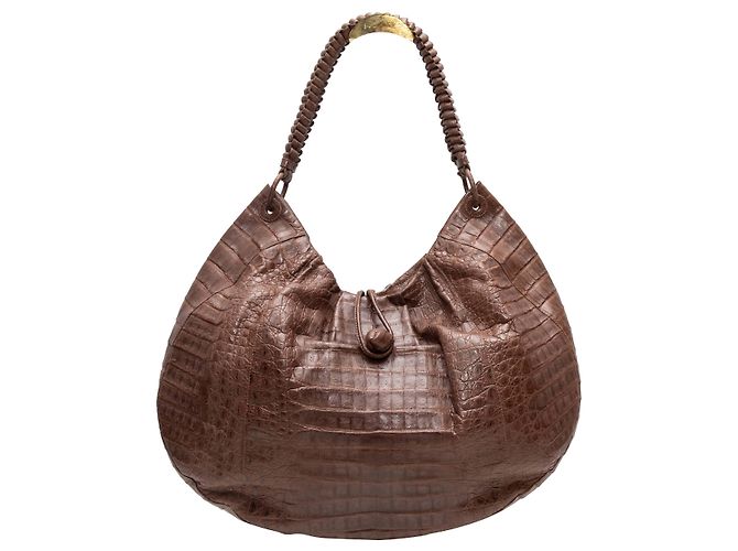 Sac Hobo en crocodile marron Nancy Gonzalez