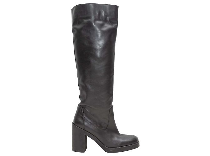 Botas de cuero altas con tacón Stuart Weitzman negras Talla 11B Negro