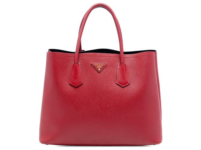 Bolso Double Saffiano Cuir Prada Rojo Medium Roja