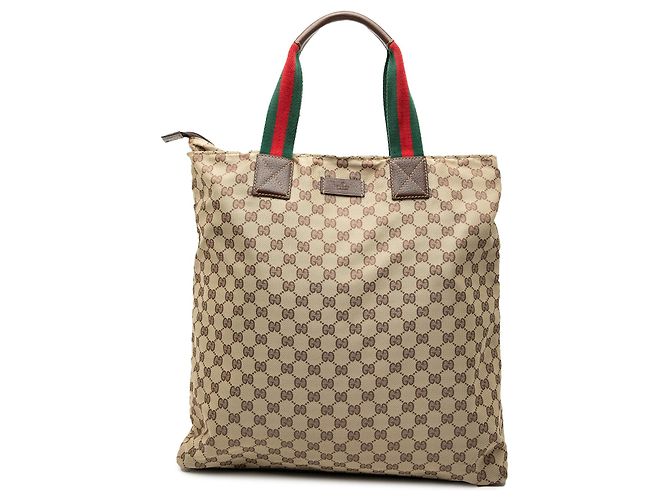 Tote Verticale Gucci GG Canvas Web marrone