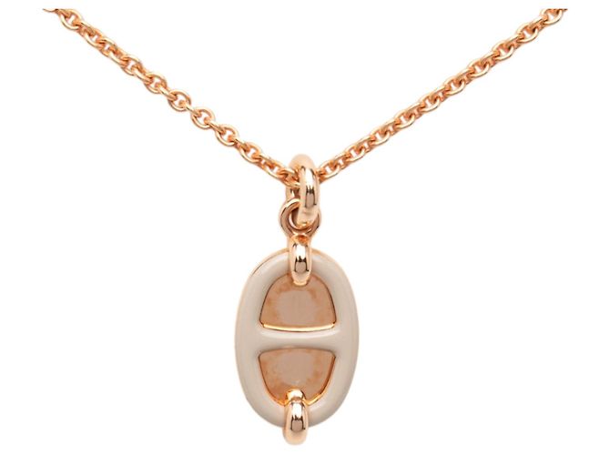Collier pendentif Maillon plaqué or rose Mini Hermès Gold Doré 
