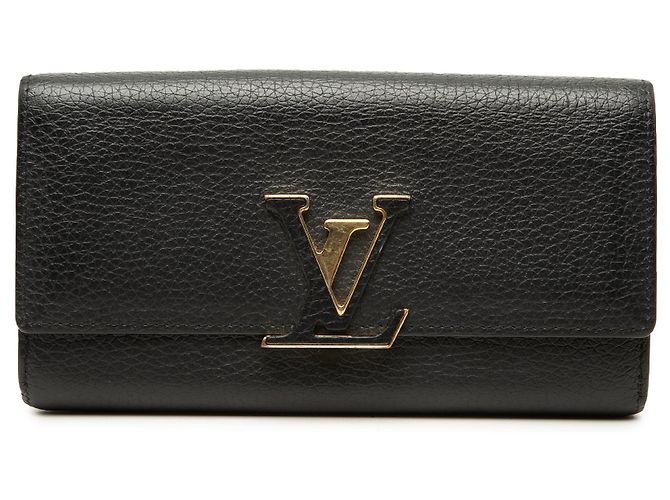 Portafoglio lungo Louis Vuitton Taurillon Capucines nero