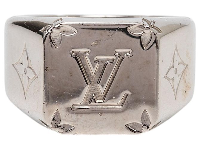 Anello sigillo Louis Vuitton in ottone Monogram argento M