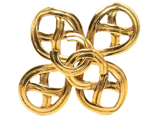 Gold Chanel CC Gold Plated Infinity Brosche Golden