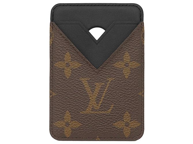 Brauner Louis Vuitton Monogram Macassar Magnetischer Kartenhalter