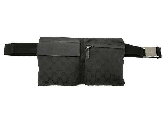 Borsa a tracolla Gucci GG Canvas con doppia tasca nera Nero