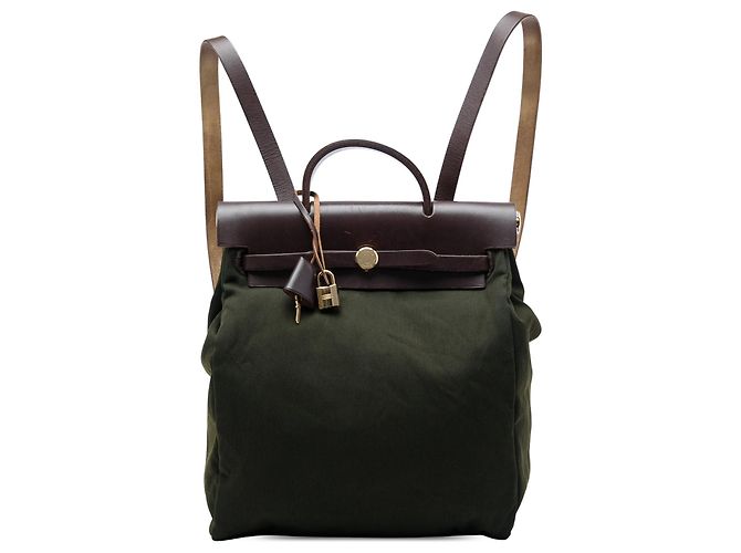 Rucksack Hermès Toile Herbag GM grün