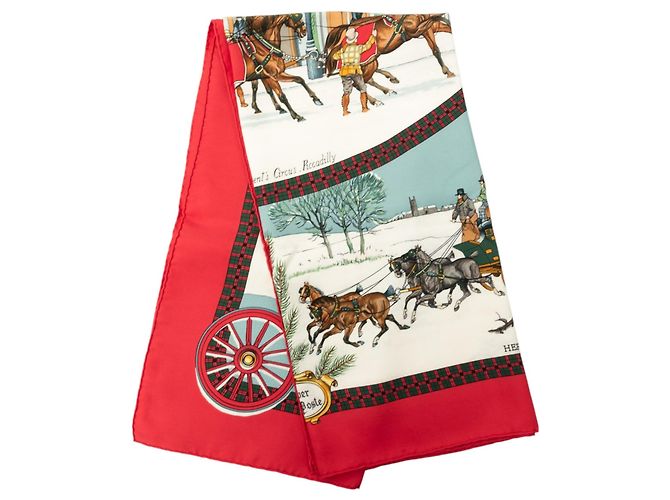 Lenço de seda Hermès L Hiver en Poste 90 branco