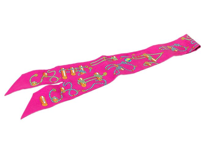 Pañuelo Twilly de seda Hermès Cordages Rosa