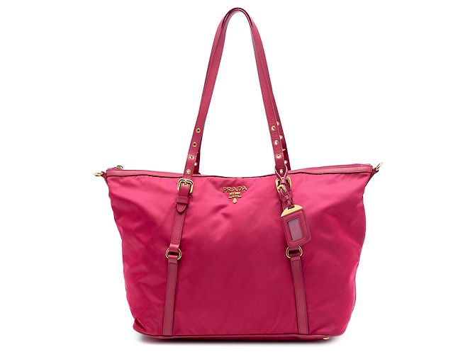Bolsa Tessuto com acabamento em Saffiano rosa Prada