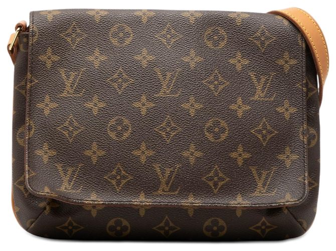 Bolsa de ombro Louis Vuitton Monogram Musette Tango alça curta marrom