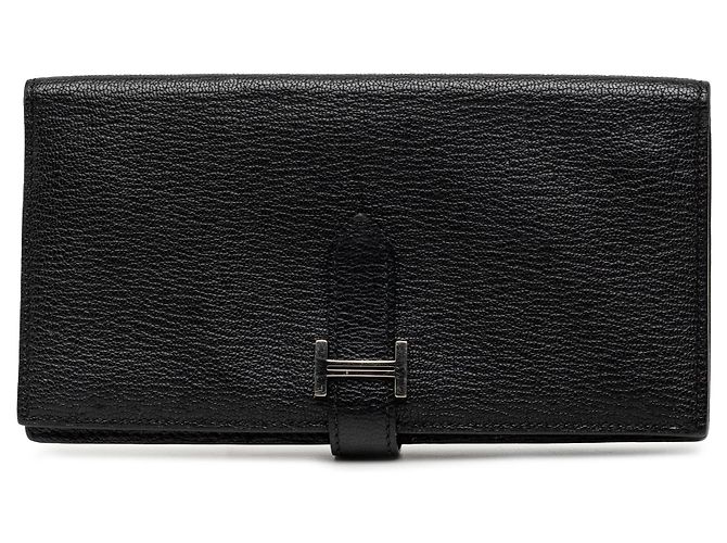 Cartera larga Hermès Bearn Soufflet en chevre Mysore negro