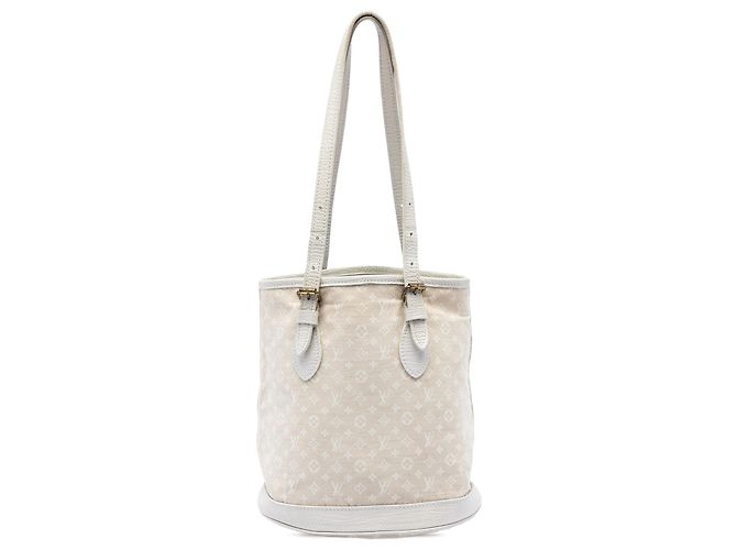 Bolso de hombro Louis Vuitton Monogram Mini Lin Bucket PM beige