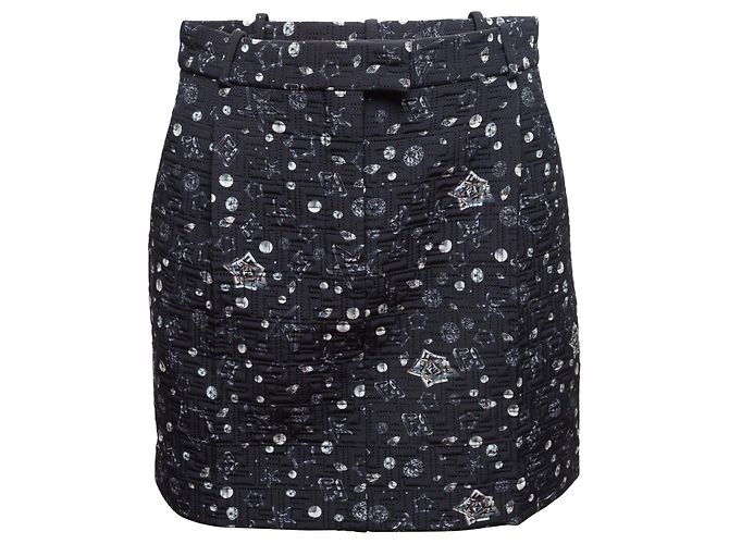Mini saia de seda acolchoada e estampada Fendi Starry Sky Zucca azul e branco Tamanho US S