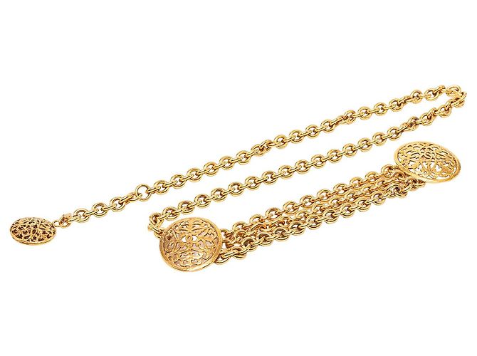 Cinturón de cadena Chanel Gold Plated Equestrian Medallion dorado