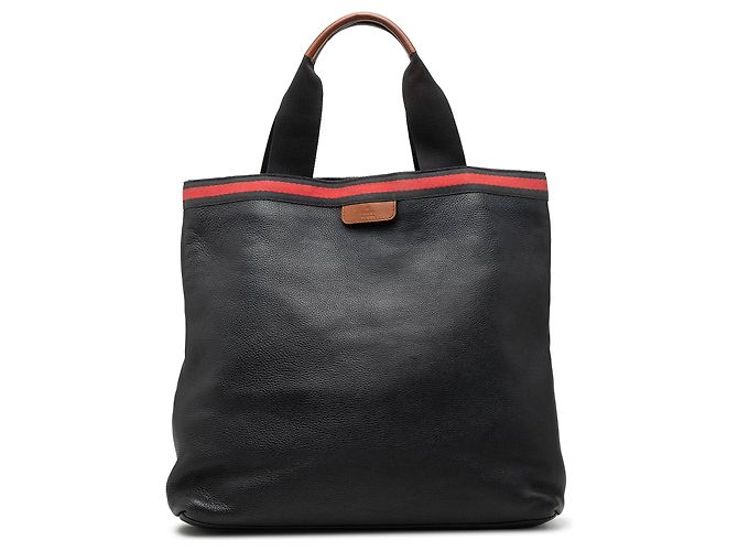 Tote in pelle di vitello Web nero Gucci