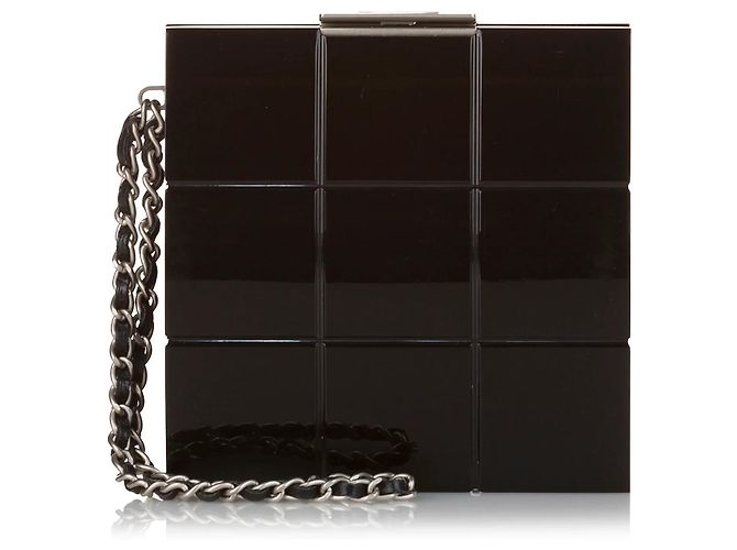 Clutch Chanel Choco Bar in Lucite Perspex nero