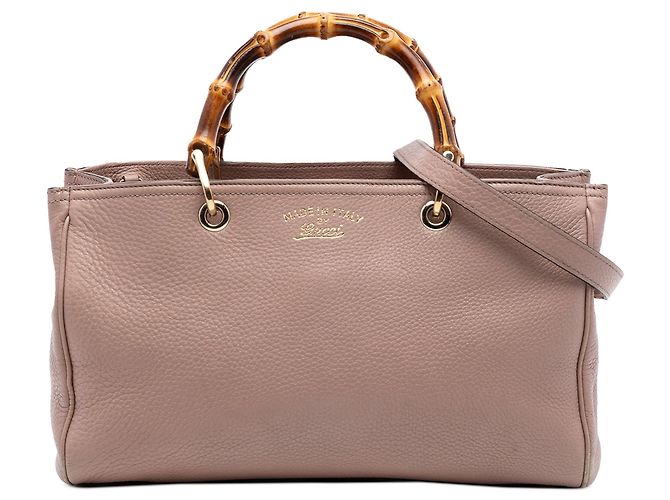 Borsa Gucci Bamboo Shopper Medium in pelle di vitello rosa