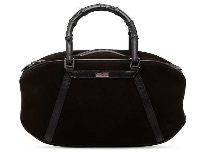 Bamboo Bolsa Gucci de camurça marrom com alça de bambu