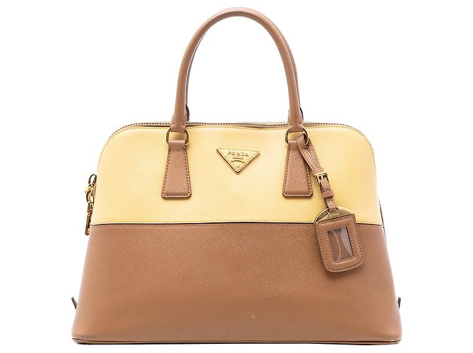 Borsa Prada Medium Bicolor Saffiano Lux Promenade marrone