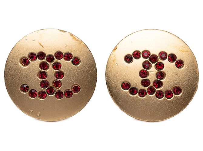 Orecchini a clip Chanel CC placcati oro con strass D'oro