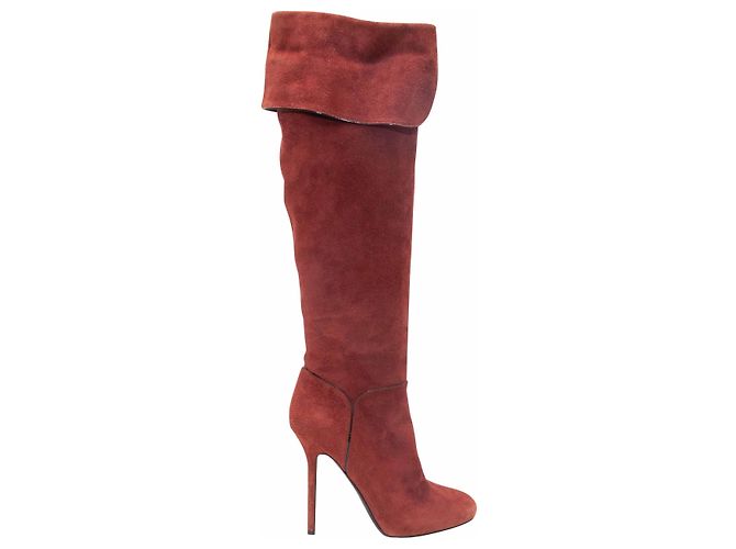 Bottes à talons en daim Sergio Rossi Chestnut Taille 37