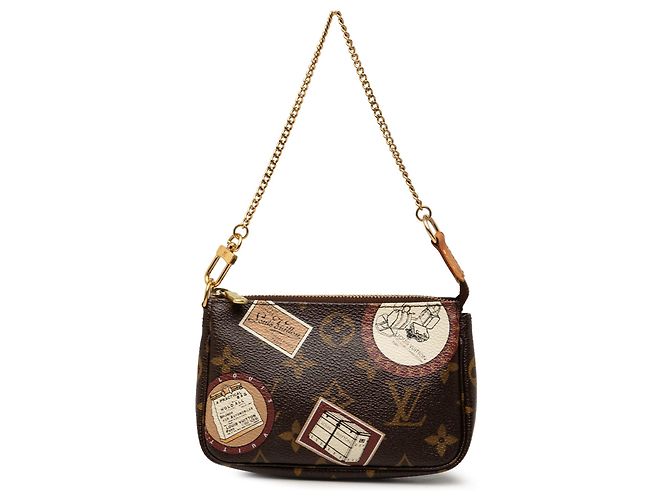 Bolsa Louis Vuitton Monogram Patch Mini Pochette Accessoires marrom
