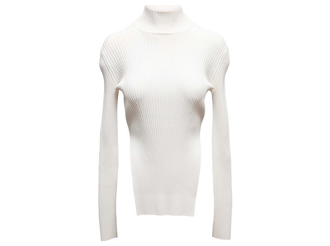 Weißer Khaite Rippstrick-Rollkragenpullover Größe US S 