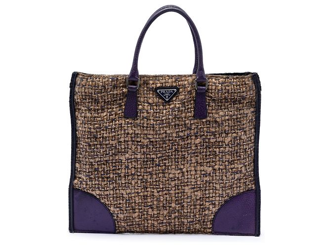 Tote plano de viscose com acabamento em cinghiale marrom Prada
