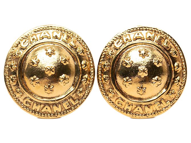 Orecchini a cerchio Chanel Logo placcati oro D'oro