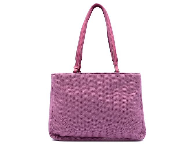 Tote de lana tejida rosa Prada