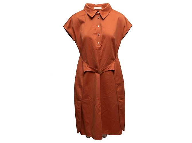 Valentino Garavani Vestido Valentino de mezcla de algodón y seda Naranja Talla US 12