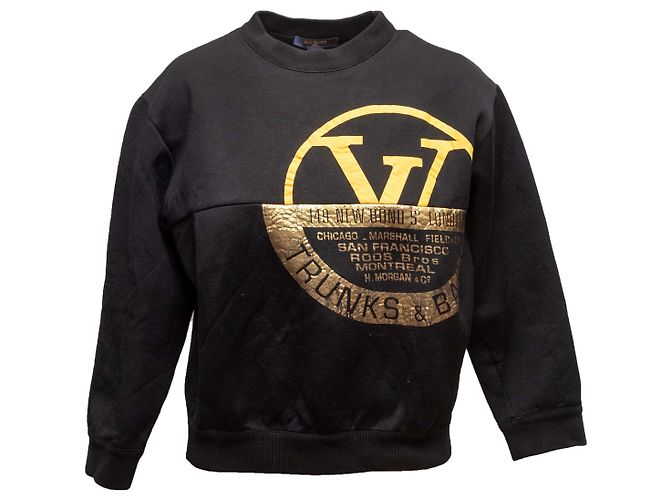 Crewneck-Sweatshirt mit Louis Vuitton Logo Schwarz & Gold Größe US M