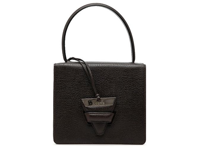 Bolsa Satchel Barcelona com alça de mão em couro texturizado marrom LOEWE