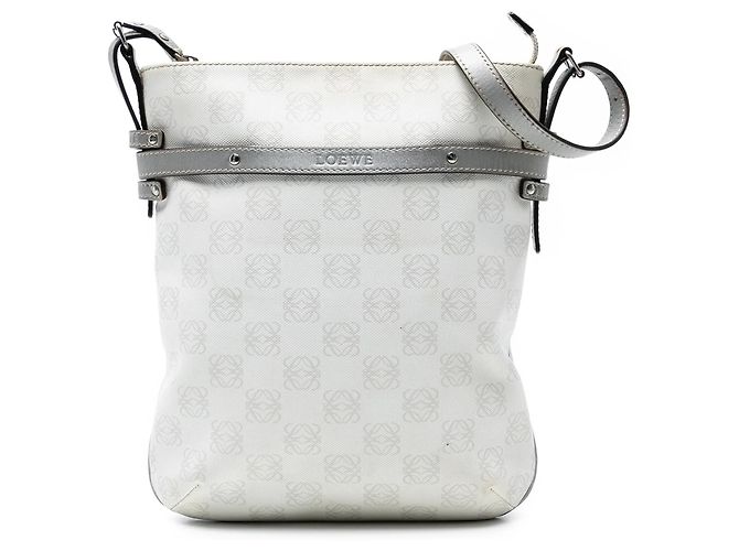 White LOEWE Anagram Coated Canvas Crossbody